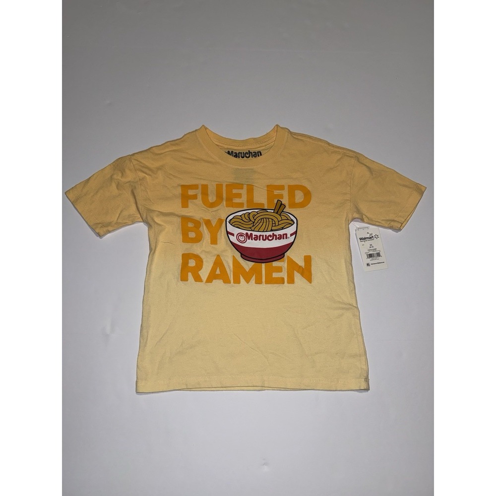 Maruchan Fueled By Ramen Kids Graphic T-Shirt XS 4-5 Yellow NWT
